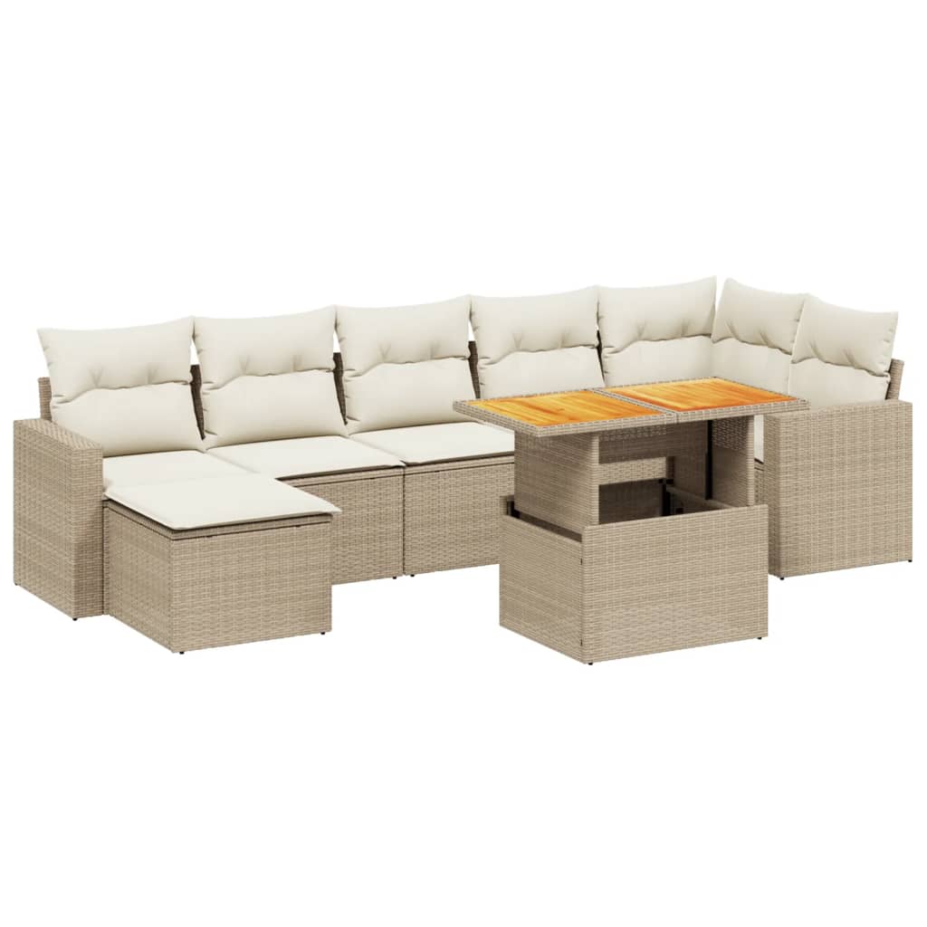 8-delige Loungeset met kussens poly rattan beige is nu te koop bij PeponiXL, paradijselijk wonen!