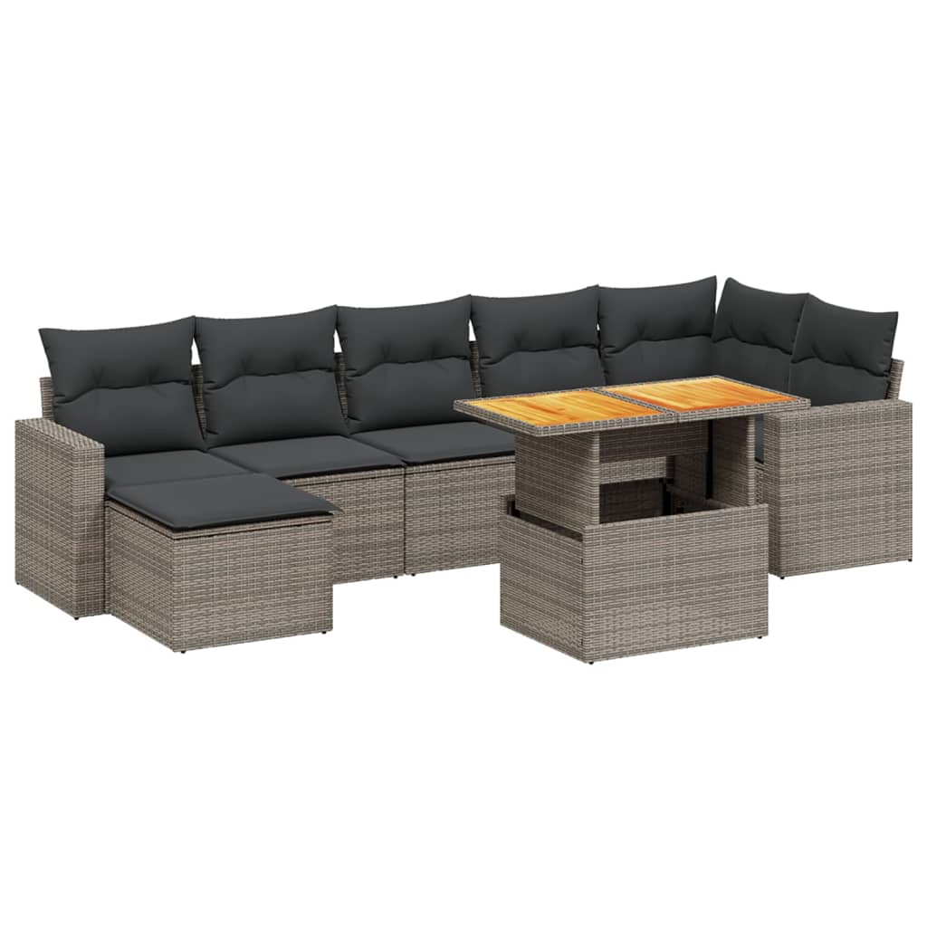 8-delige Loungeset met kussens poly rattan grijs is nu te koop bij PeponiXL, paradijselijk wonen!