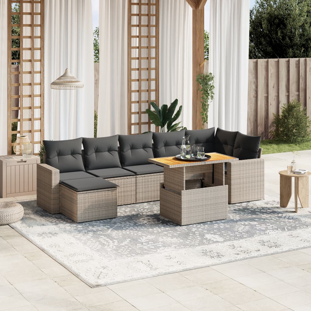 8-delige Loungeset met kussens poly rattan grijs is nu te koop bij PeponiXL, paradijselijk wonen!