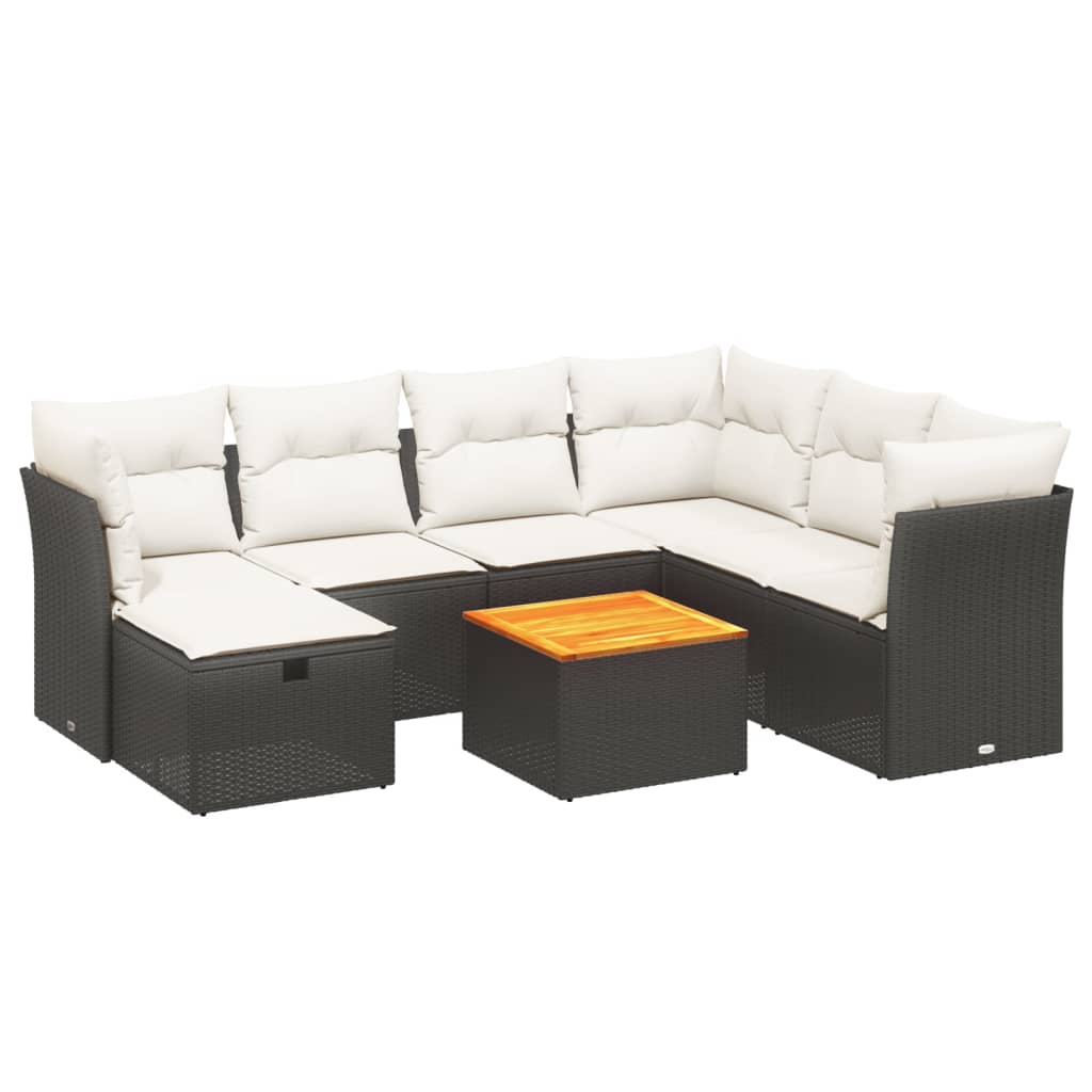 8-delige Loungeset met kussens poly rattan zwart is nu te koop bij PeponiXL, paradijselijk wonen!