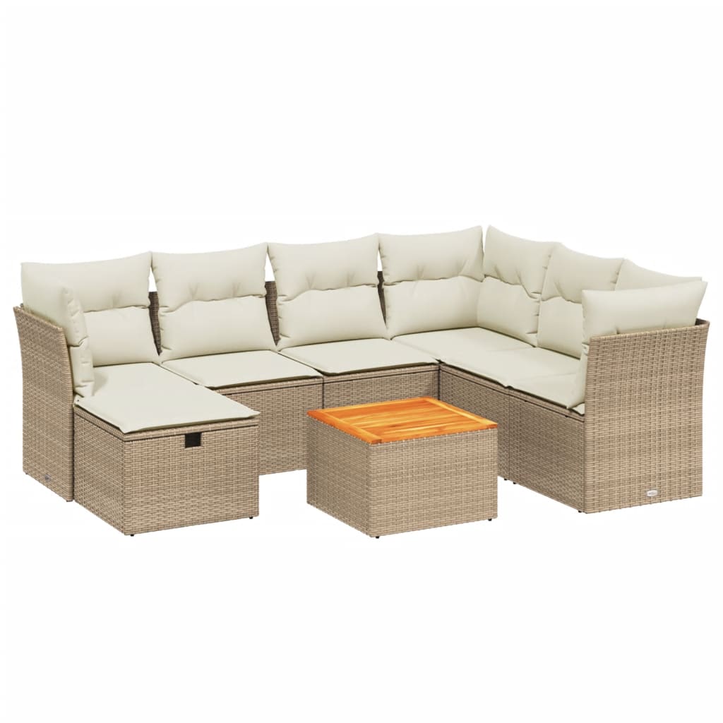 8-delige Loungeset met kussens poly rattan beige is nu te koop bij PeponiXL, paradijselijk wonen!