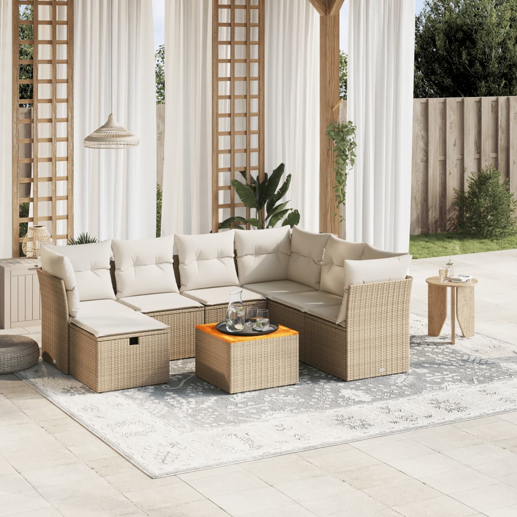 8-delige Loungeset met kussens poly rattan beige is nu te koop bij PeponiXL, paradijselijk wonen!