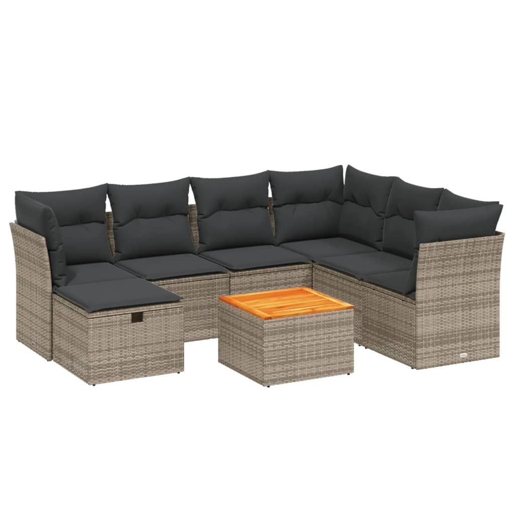 8-delige Loungeset met kussens poly rattan grijs is nu te koop bij PeponiXL, paradijselijk wonen!