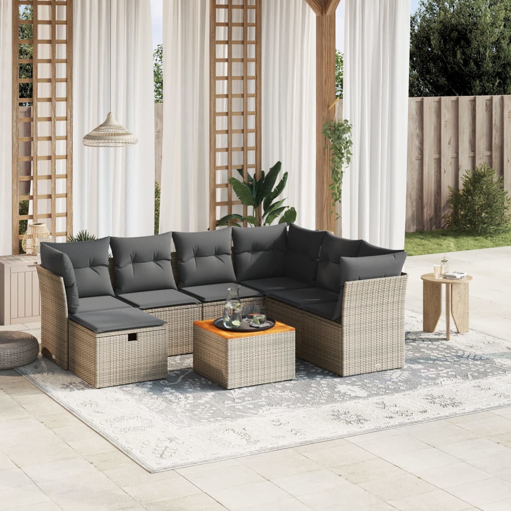 8-delige Loungeset met kussens poly rattan grijs is nu te koop bij PeponiXL, paradijselijk wonen!