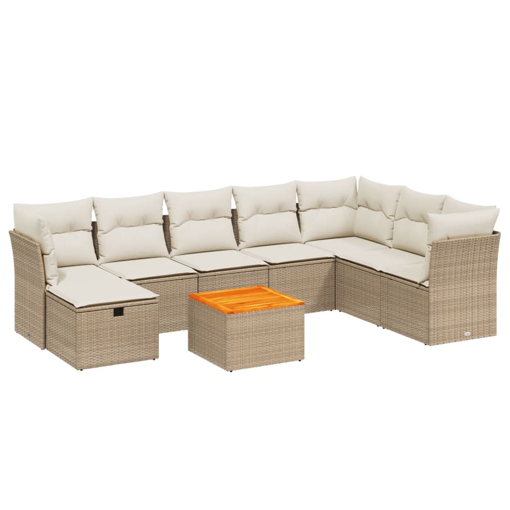 9-delige Loungeset met kussens poly rattan beige is nu te koop bij PeponiXL, paradijselijk wonen!