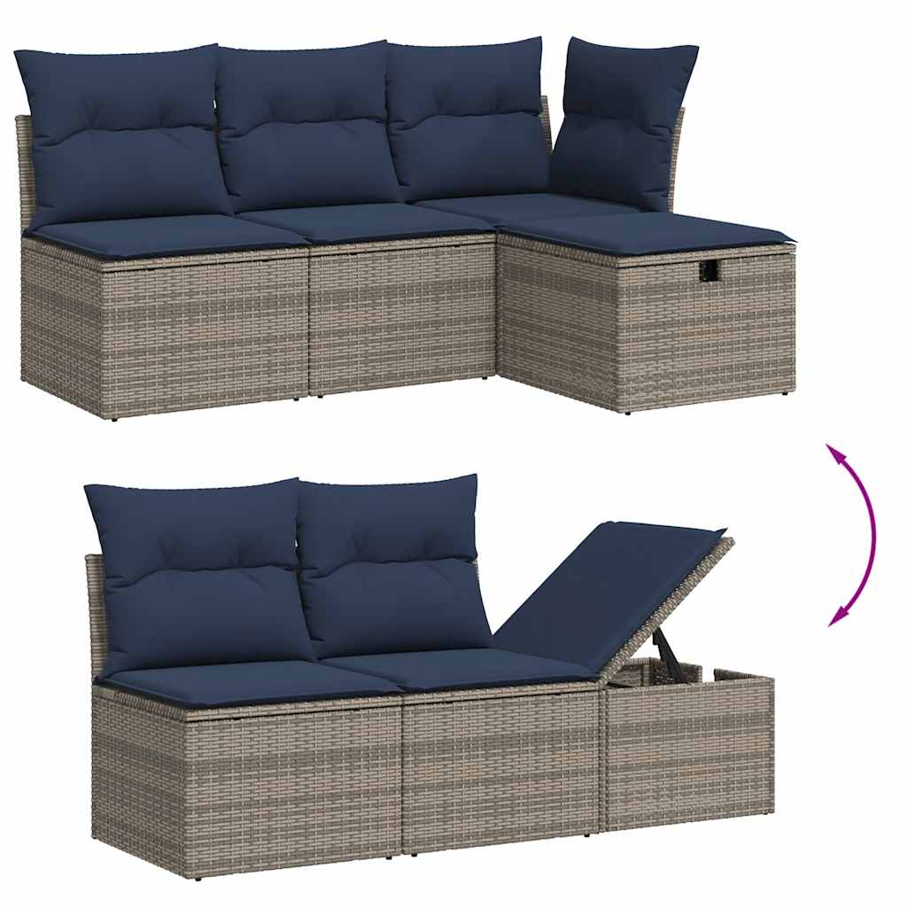 6-delige tuinbankset met kussens, grijs polyrotan is nu te koop bij PeponiXL, paradijselijk wonen!