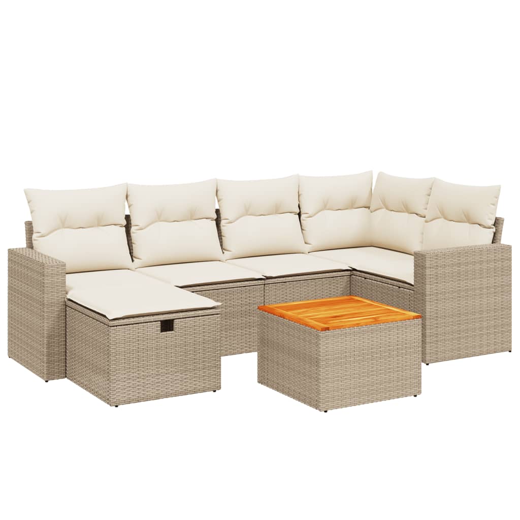 7-delige Loungeset met kussens poly rattan beige is nu te koop bij PeponiXL, paradijselijk wonen!