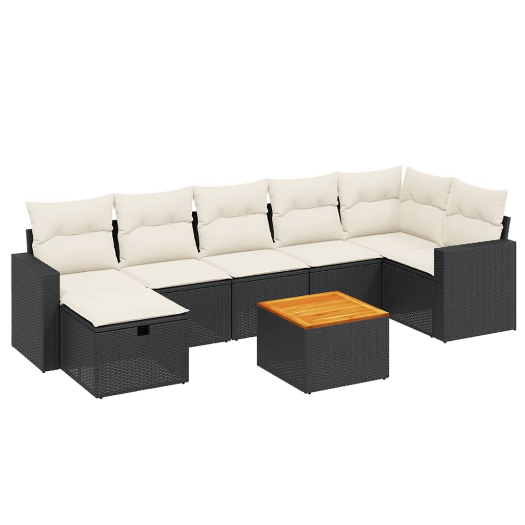 8-delige Loungeset met kussens poly rattan zwart is nu te koop bij PeponiXL, paradijselijk wonen!