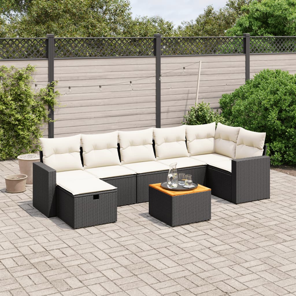 8-delige Loungeset met kussens poly rattan zwart is nu te koop bij PeponiXL, paradijselijk wonen!
