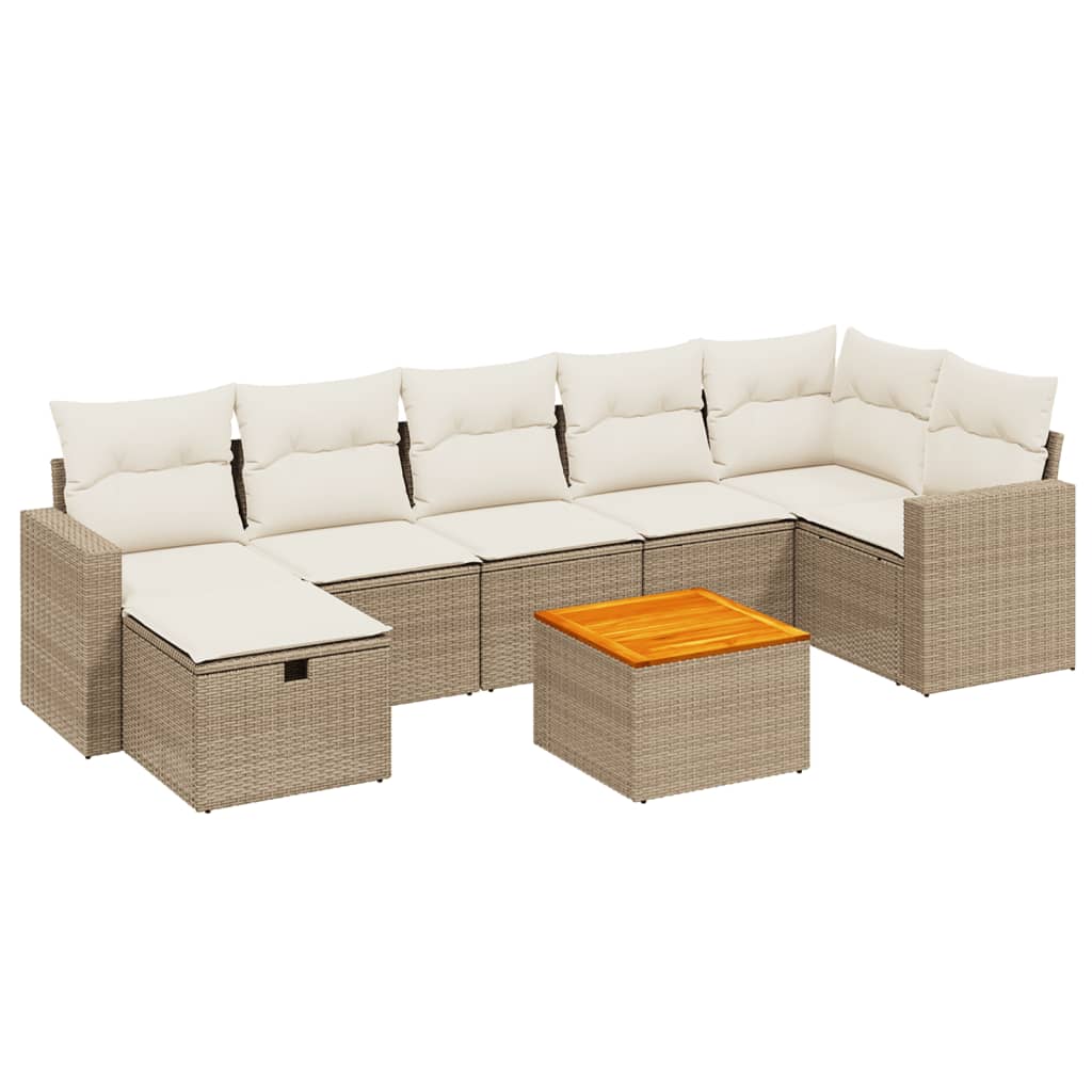 8-delige Loungeset met kussens poly rattan beige is nu te koop bij PeponiXL, paradijselijk wonen!
