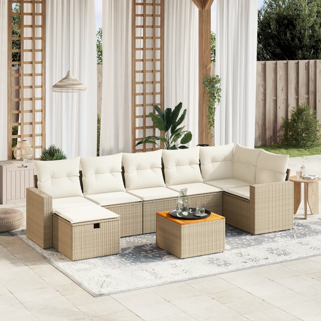 8-delige Loungeset met kussens poly rattan beige is nu te koop bij PeponiXL, paradijselijk wonen!