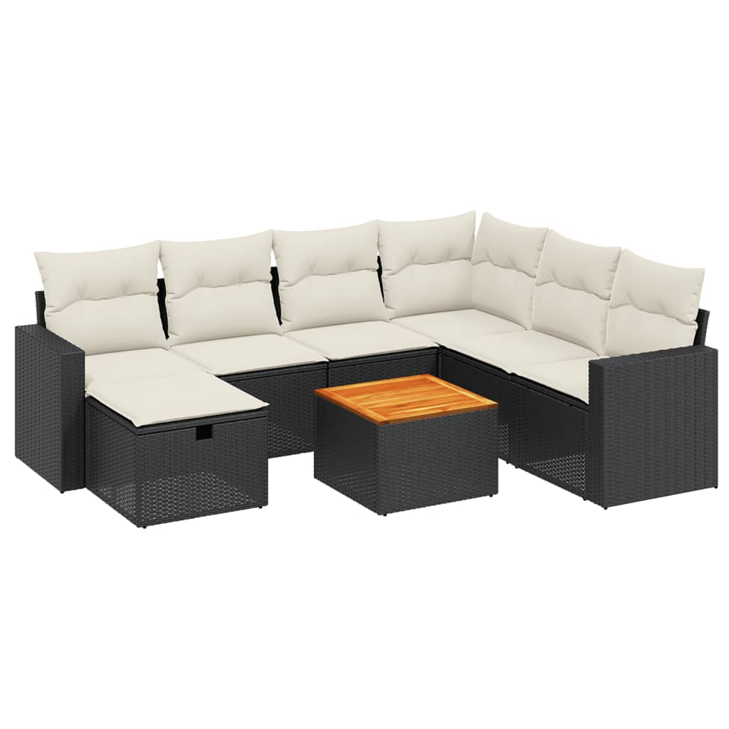 8-delige Loungeset met kussens poly rattan zwart is nu te koop bij PeponiXL, paradijselijk wonen!