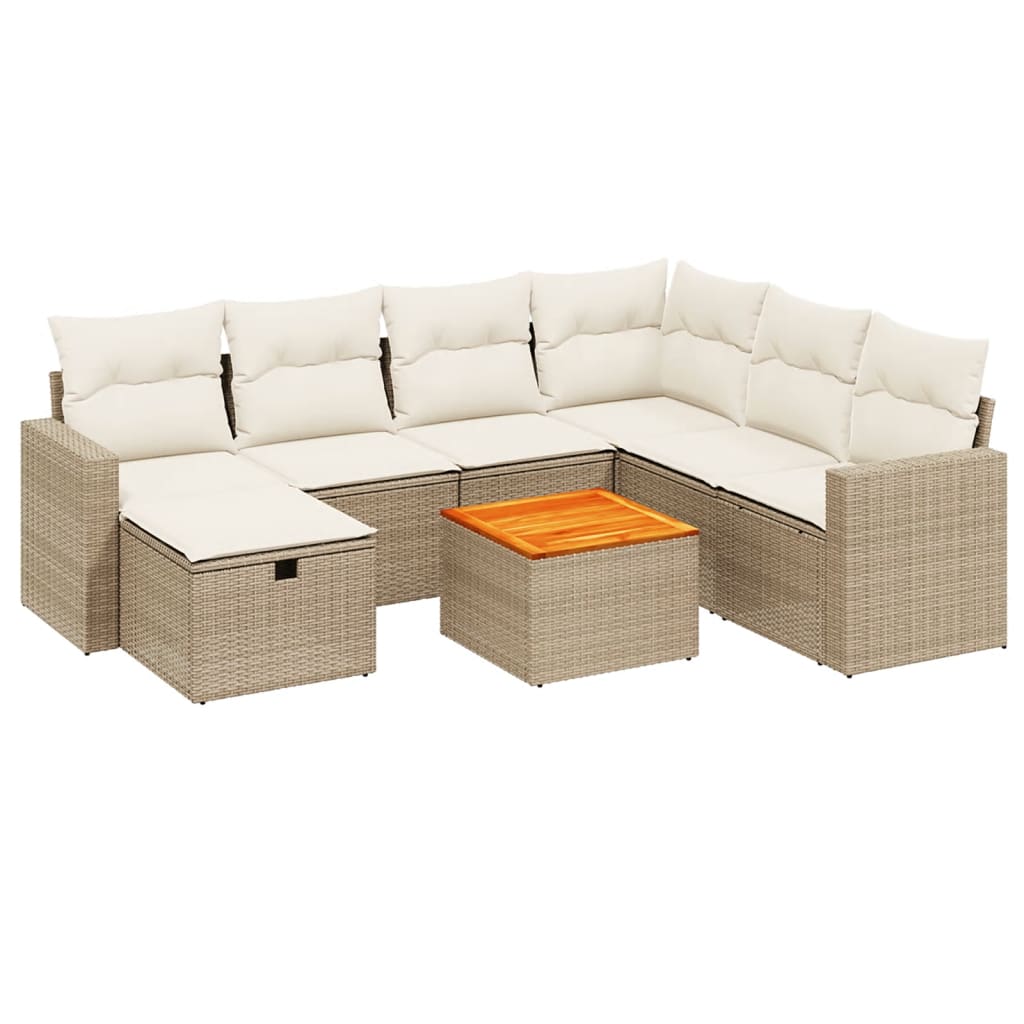 8-delige Loungeset met kussens poly rattan beige is nu te koop bij PeponiXL, paradijselijk wonen!