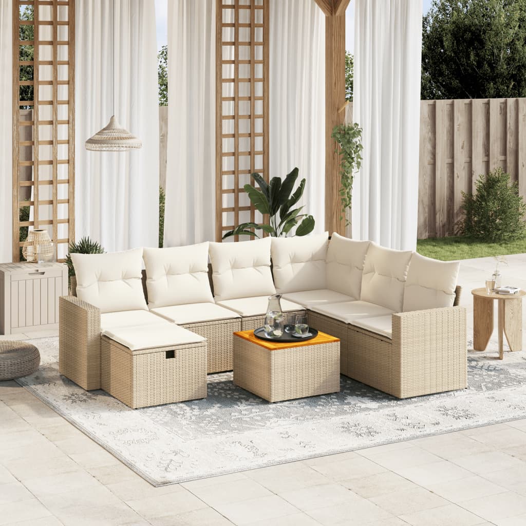 8-delige Loungeset met kussens poly rattan beige is nu te koop bij PeponiXL, paradijselijk wonen!