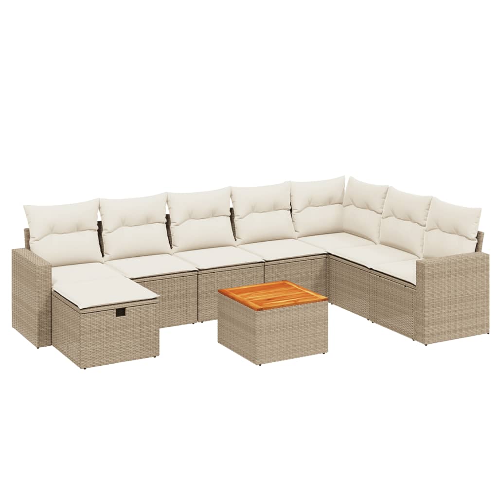 9-delige Loungeset met kussens poly rattan beige is nu te koop bij PeponiXL, paradijselijk wonen!