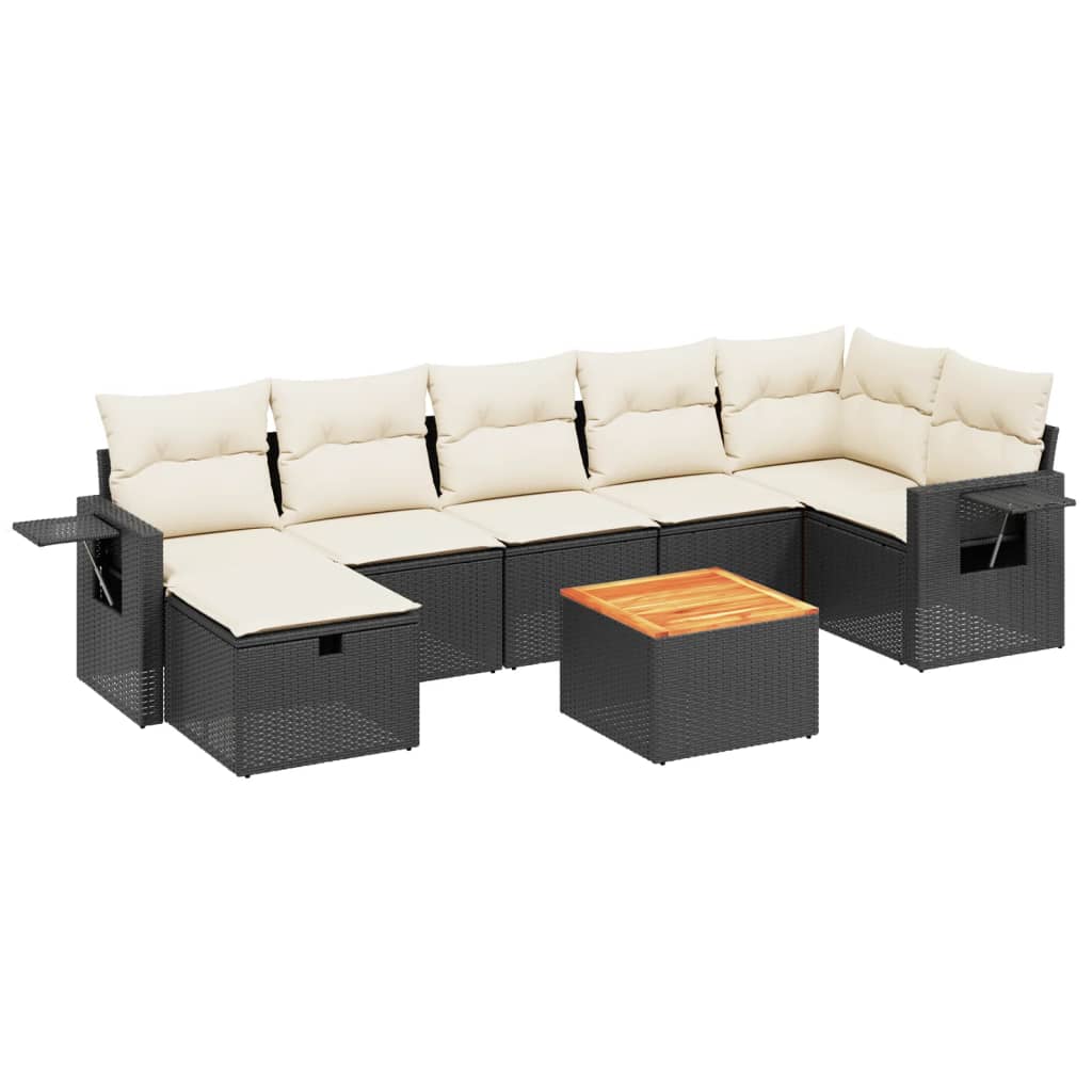8-delige Loungeset met kussens poly rattan zwart is nu te koop bij PeponiXL, paradijselijk wonen!