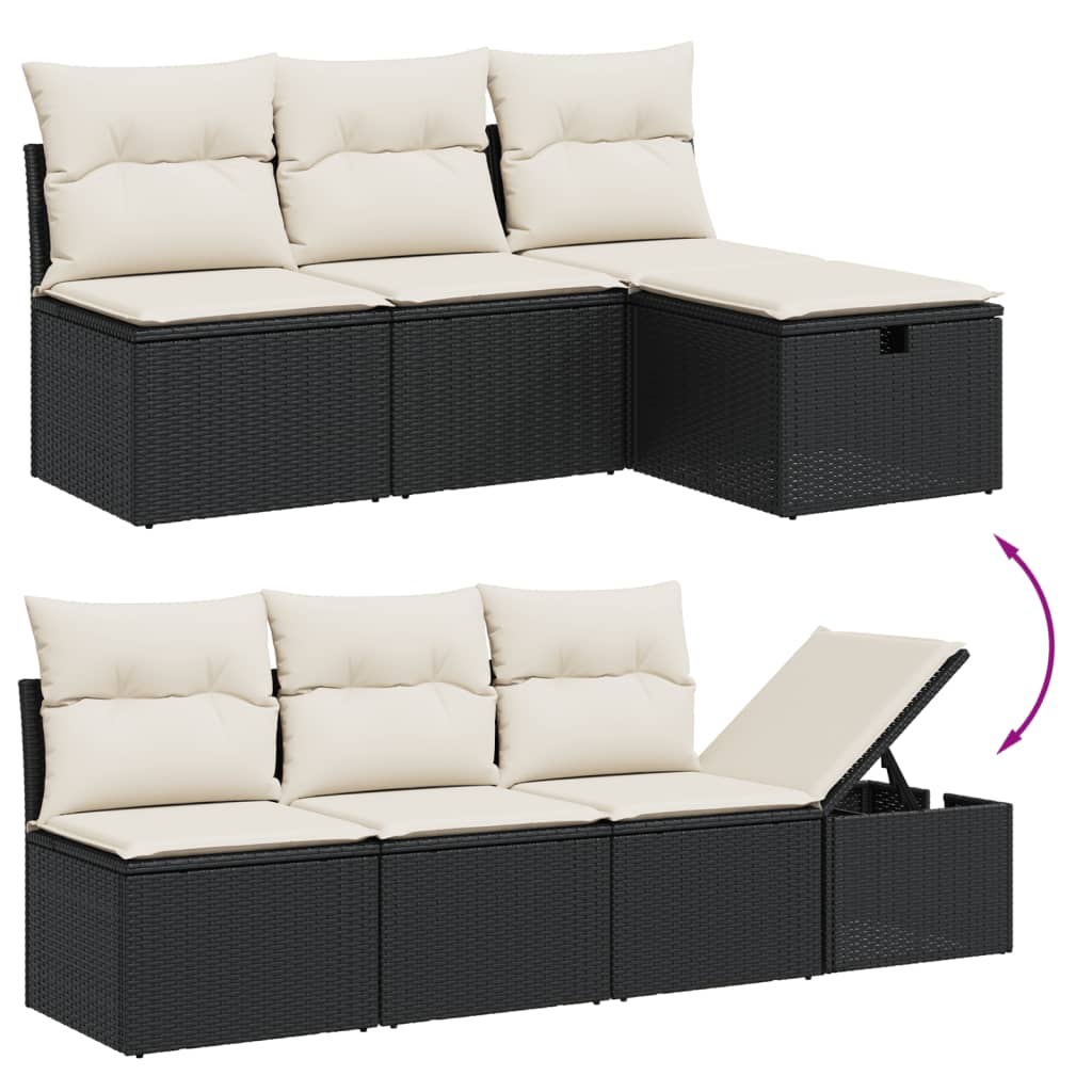 8-delige Loungeset met kussens poly rattan zwart is nu te koop bij PeponiXL, paradijselijk wonen!