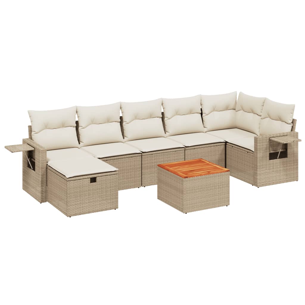 8-delige Loungeset met kussens poly rattan beige is nu te koop bij PeponiXL, paradijselijk wonen!