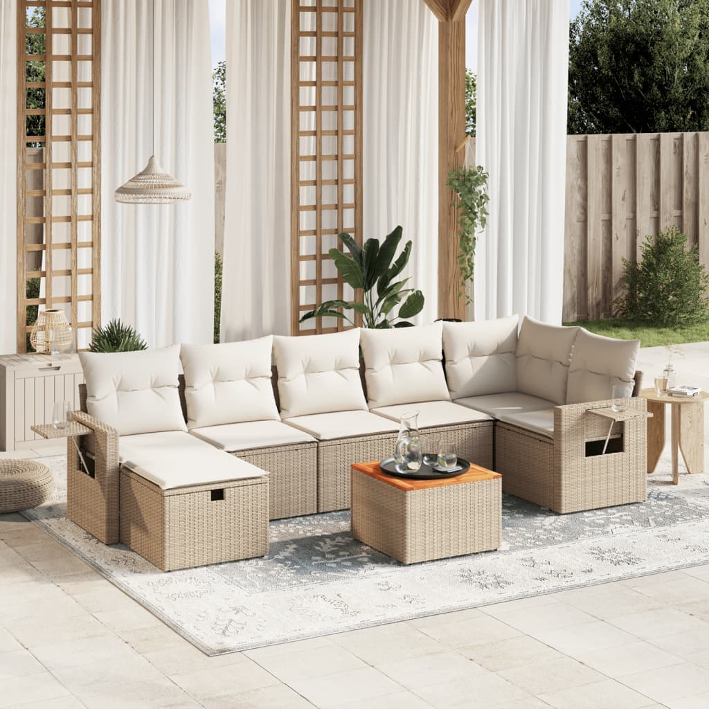 8-delige Loungeset met kussens poly rattan beige is nu te koop bij PeponiXL, paradijselijk wonen!