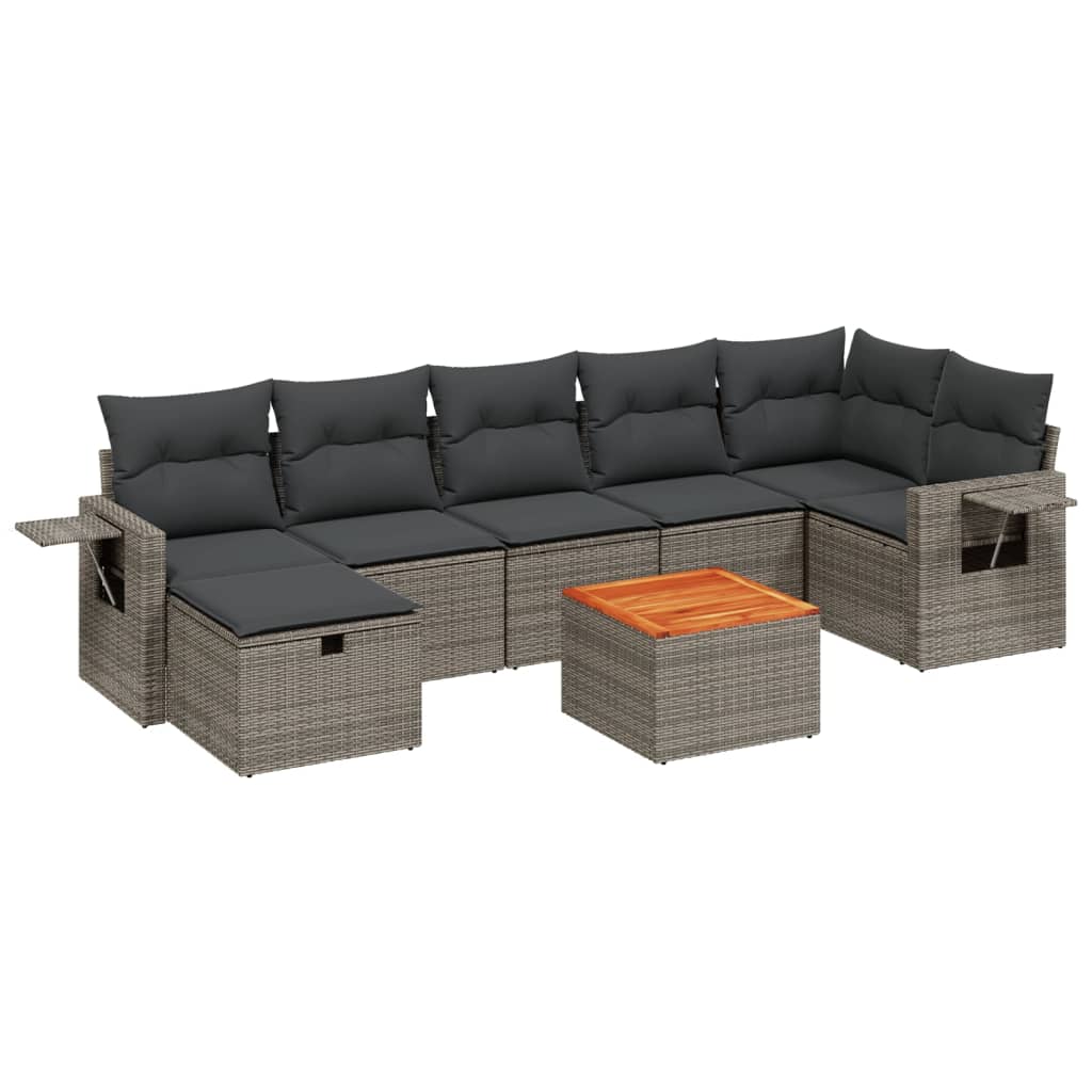 8-delige Loungeset met kussens poly rattan grijs is nu te koop bij PeponiXL, paradijselijk wonen!