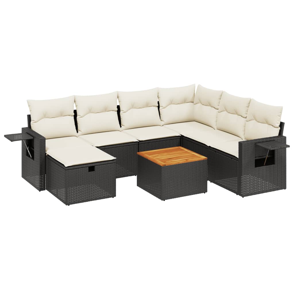 8-delige Loungeset met kussens poly rattan zwart is nu te koop bij PeponiXL, paradijselijk wonen!