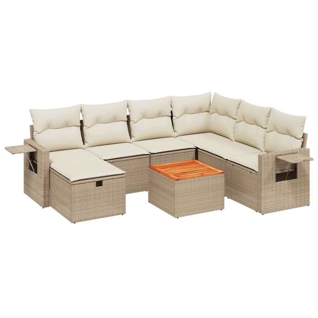 8-delige Loungeset met kussens poly rattan beige is nu te koop bij PeponiXL, paradijselijk wonen!
