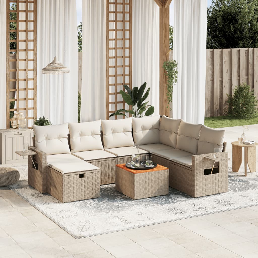 8-delige Loungeset met kussens poly rattan beige is nu te koop bij PeponiXL, paradijselijk wonen!