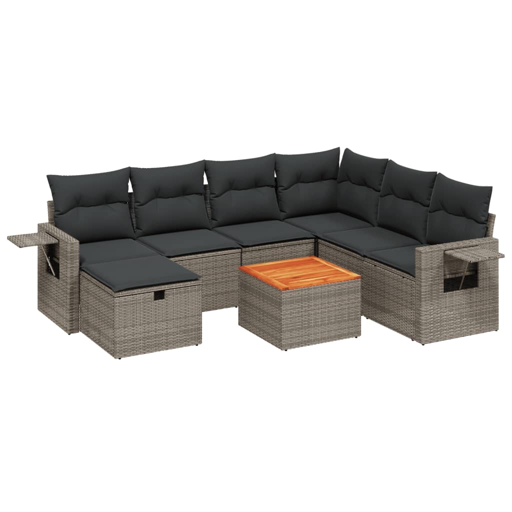 8-delige Loungeset met kussens poly rattan grijs is nu te koop bij PeponiXL, paradijselijk wonen!