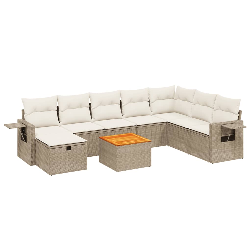 9-delige Loungeset met kussens poly rattan beige is nu te koop bij PeponiXL, paradijselijk wonen!