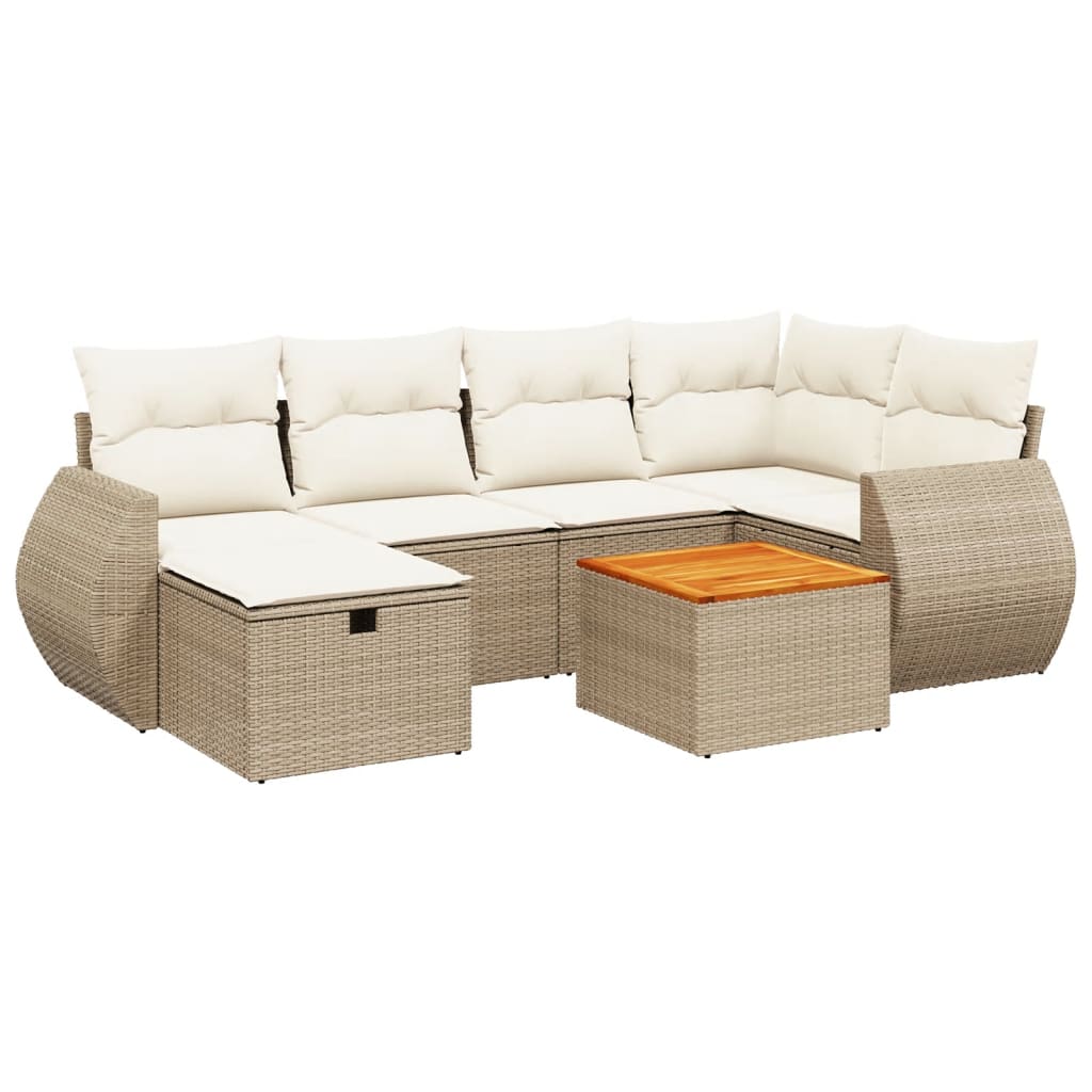 7-delige Loungeset met kussens poly rattan beige is nu te koop bij PeponiXL, paradijselijk wonen!