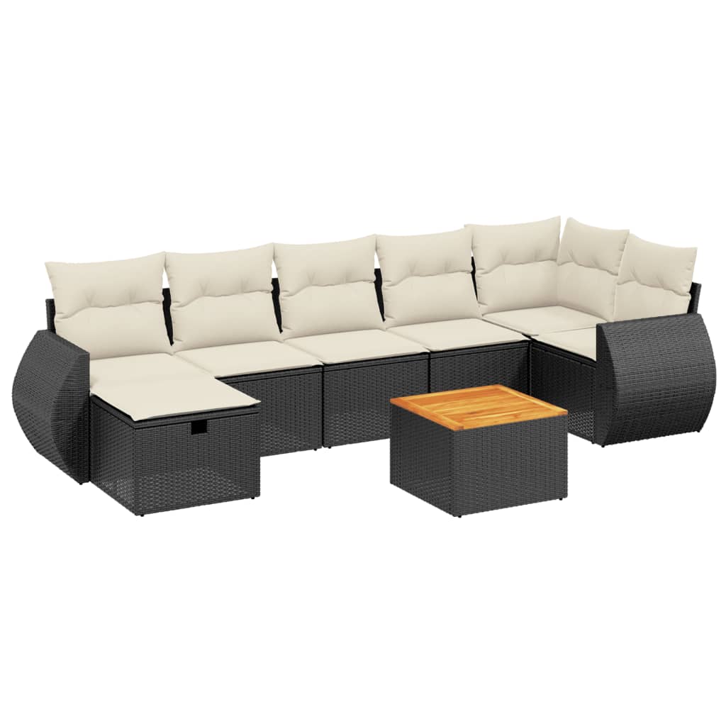 8-delige Loungeset met kussens poly rattan zwart is nu te koop bij PeponiXL, paradijselijk wonen!