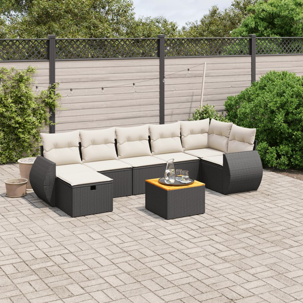 8-delige Loungeset met kussens poly rattan zwart is nu te koop bij PeponiXL, paradijselijk wonen!