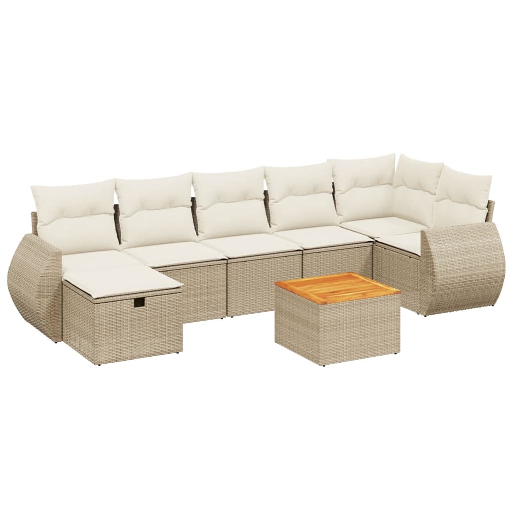 8-delige Loungeset met kussens poly rattan beige is nu te koop bij PeponiXL, paradijselijk wonen!