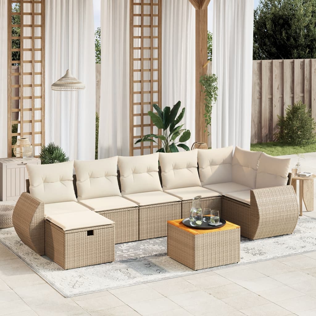 8-delige Loungeset met kussens poly rattan beige is nu te koop bij PeponiXL, paradijselijk wonen!