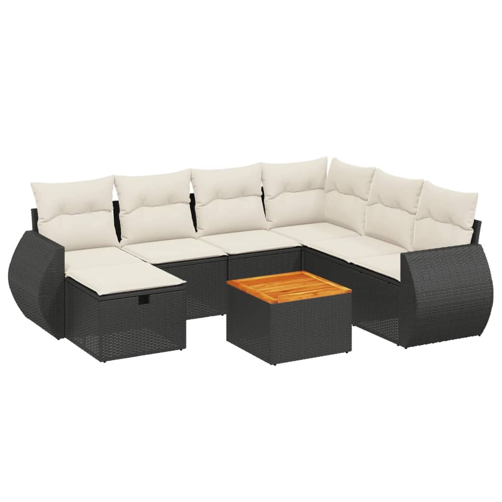 8-delige Loungeset met kussens poly rattan zwart is nu te koop bij PeponiXL, paradijselijk wonen!