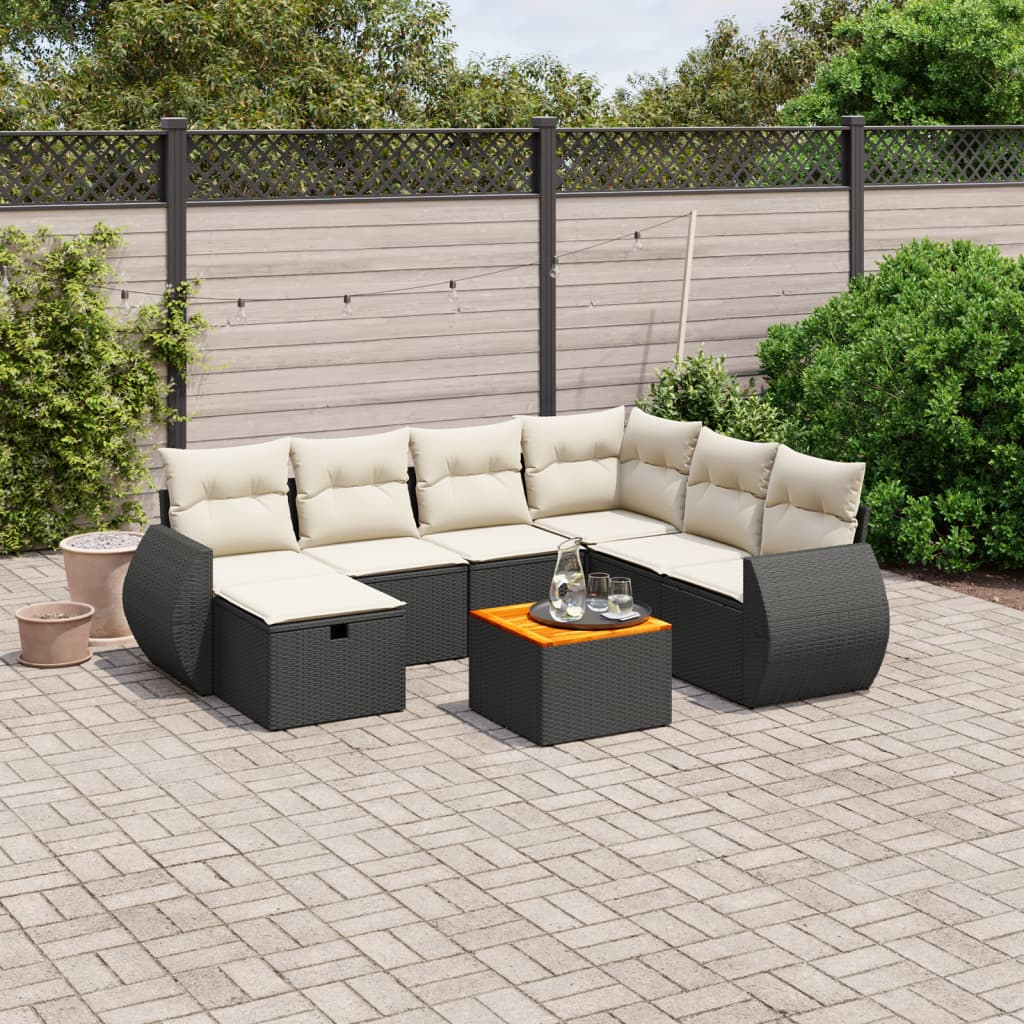 8-delige Loungeset met kussens poly rattan zwart is nu te koop bij PeponiXL, paradijselijk wonen!