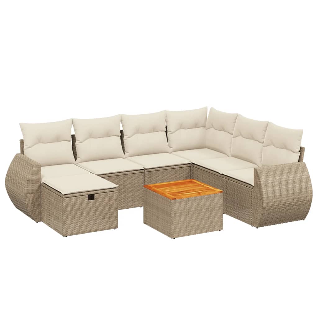 8-delige Loungeset met kussens poly rattan beige is nu te koop bij PeponiXL, paradijselijk wonen!