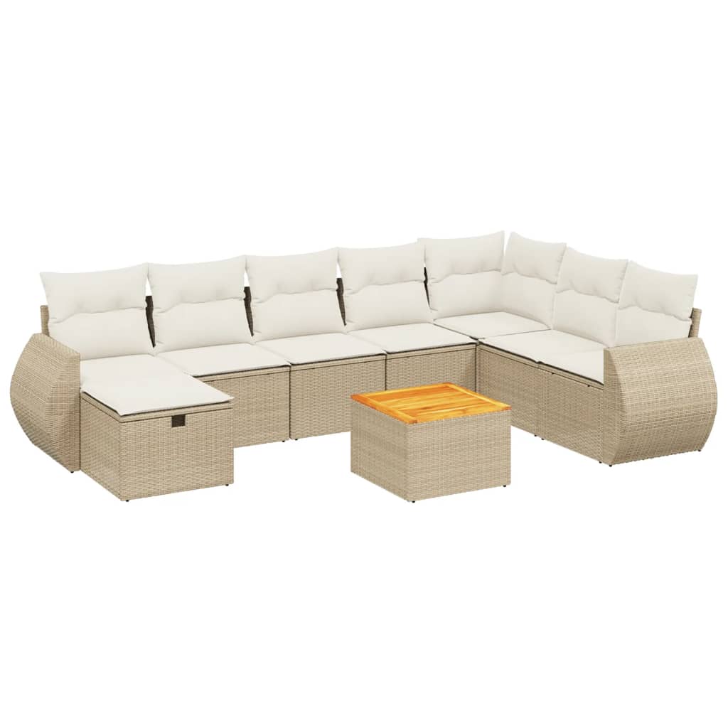 9-delige Loungeset met kussens poly rattan beige is nu te koop bij PeponiXL, paradijselijk wonen!