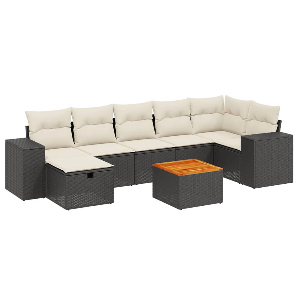 8-delige Loungeset met kussens poly rattan zwart is nu te koop bij PeponiXL, paradijselijk wonen!