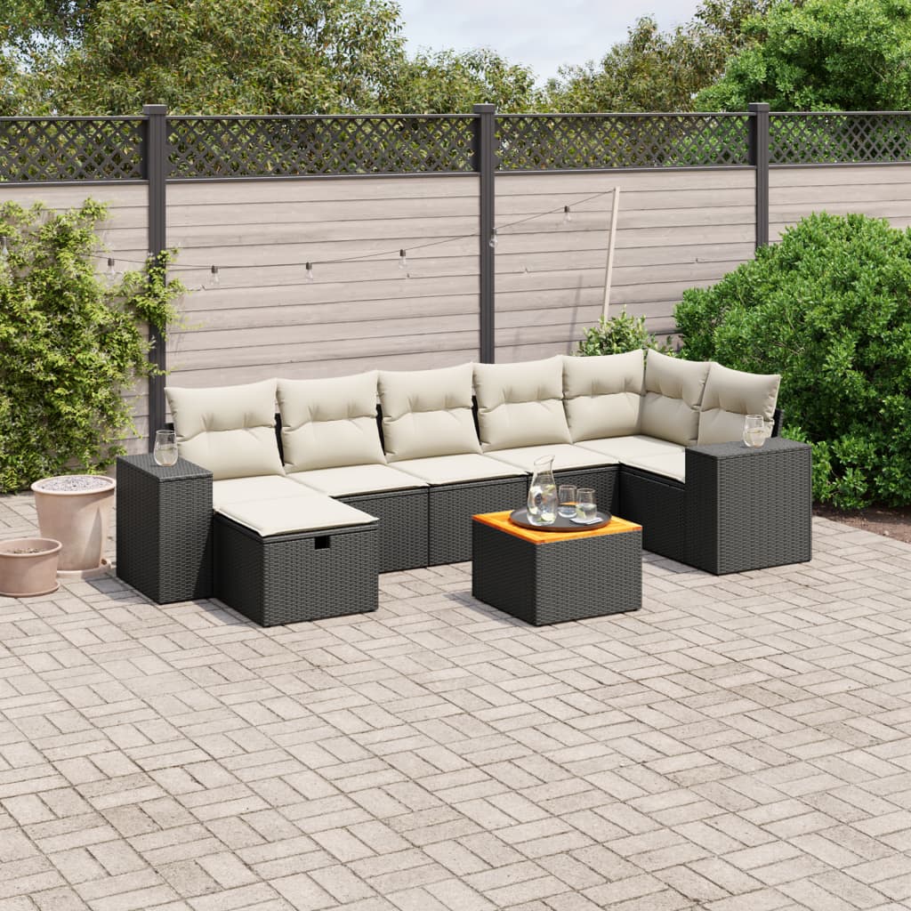 8-delige Loungeset met kussens poly rattan zwart is nu te koop bij PeponiXL, paradijselijk wonen!