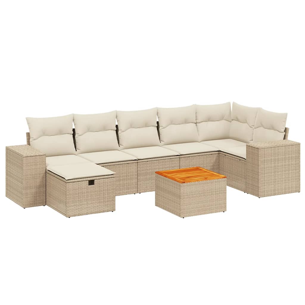 8-delige Loungeset met kussens poly rattan beige is nu te koop bij PeponiXL, paradijselijk wonen!