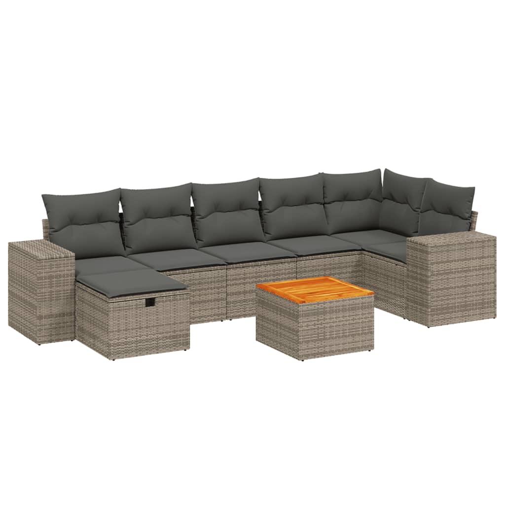 8-delige Loungeset met kussens poly rattan grijs is nu te koop bij PeponiXL, paradijselijk wonen!