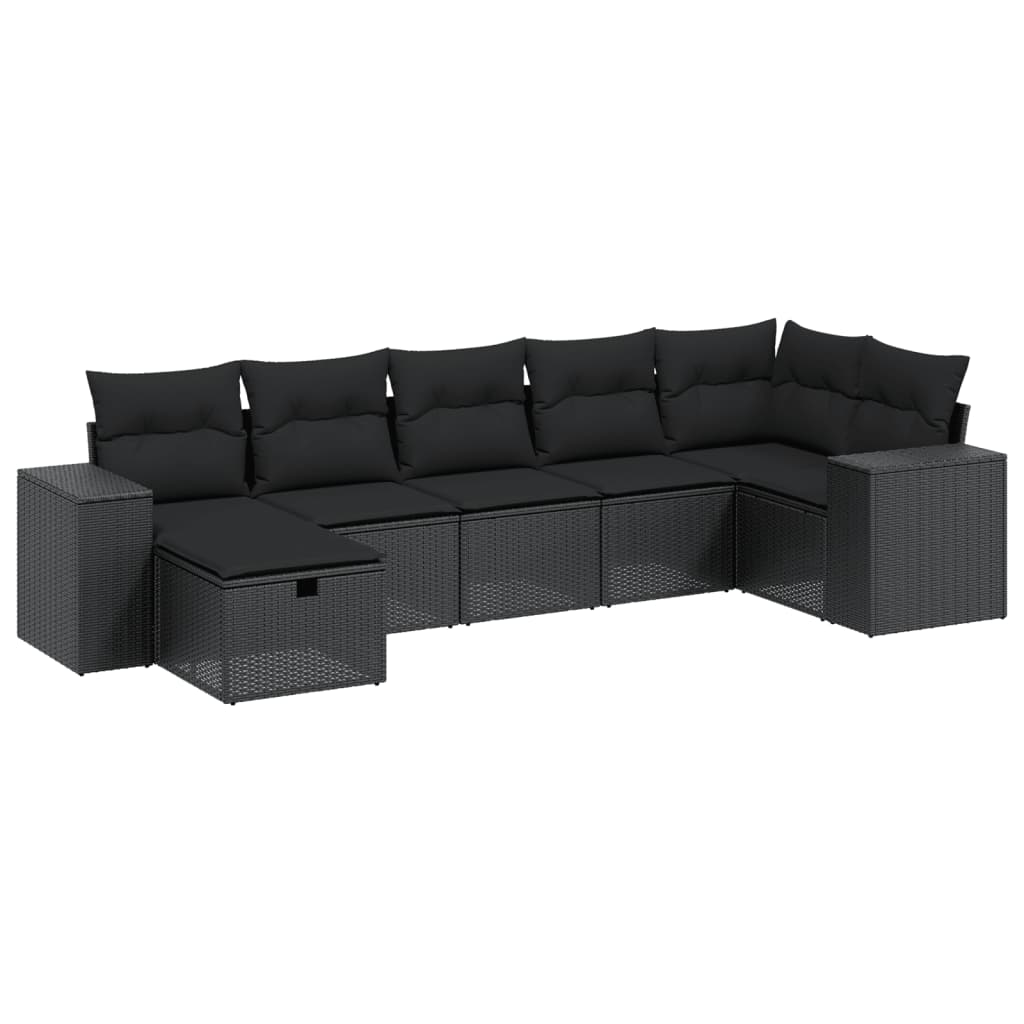 8-delige Loungeset met kussens poly rattan zwart is nu te koop bij PeponiXL, paradijselijk wonen!