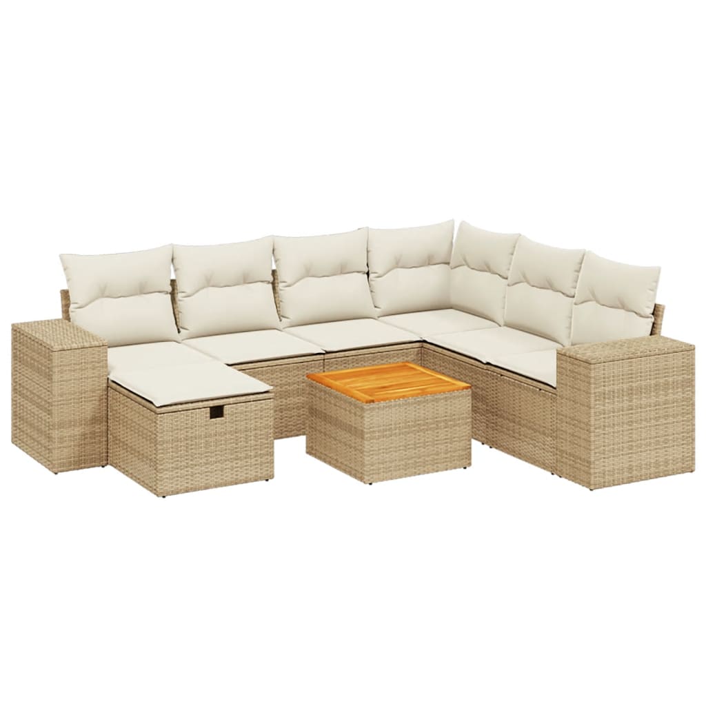 8-delige Loungeset met kussens poly rattan beige is nu te koop bij PeponiXL, paradijselijk wonen!