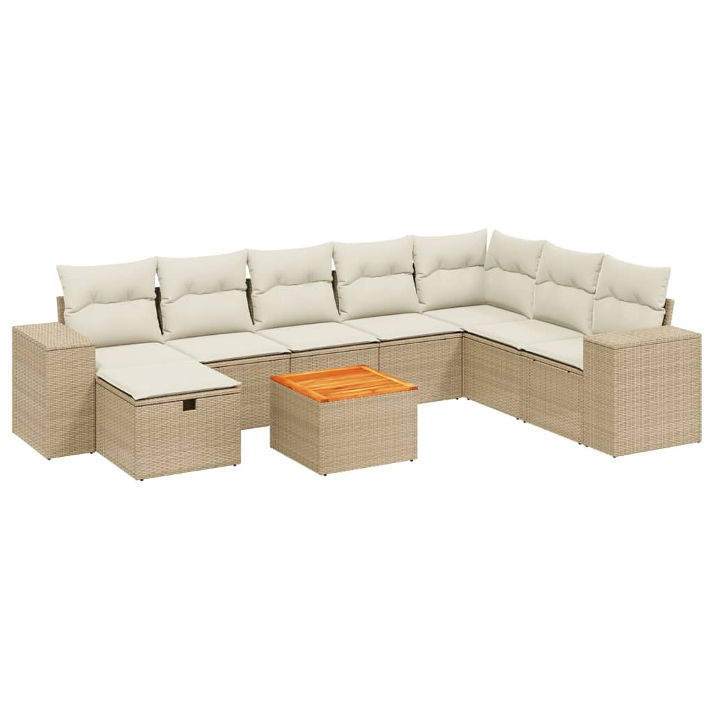 9-delige Loungeset met kussens poly rattan beige is nu te koop bij PeponiXL, paradijselijk wonen!