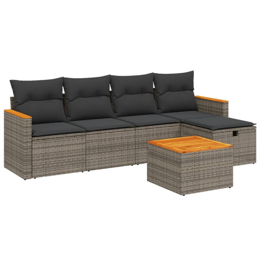 6-delige Loungeset met kussens poly rattan grijs is nu te koop bij PeponiXL, paradijselijk wonen!