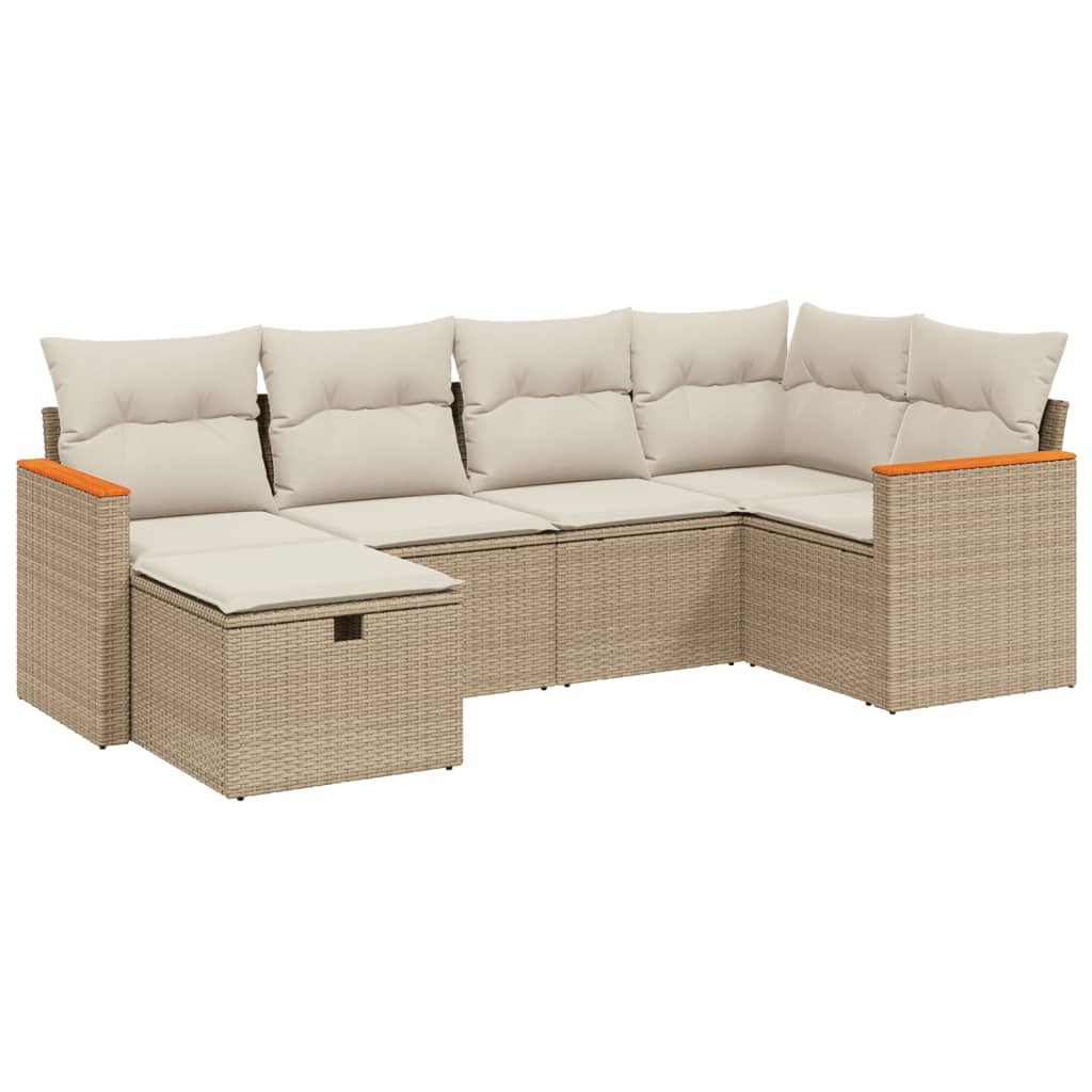 6-delige Loungeset met kussens poly rattan beige is nu te koop bij PeponiXL, paradijselijk wonen!