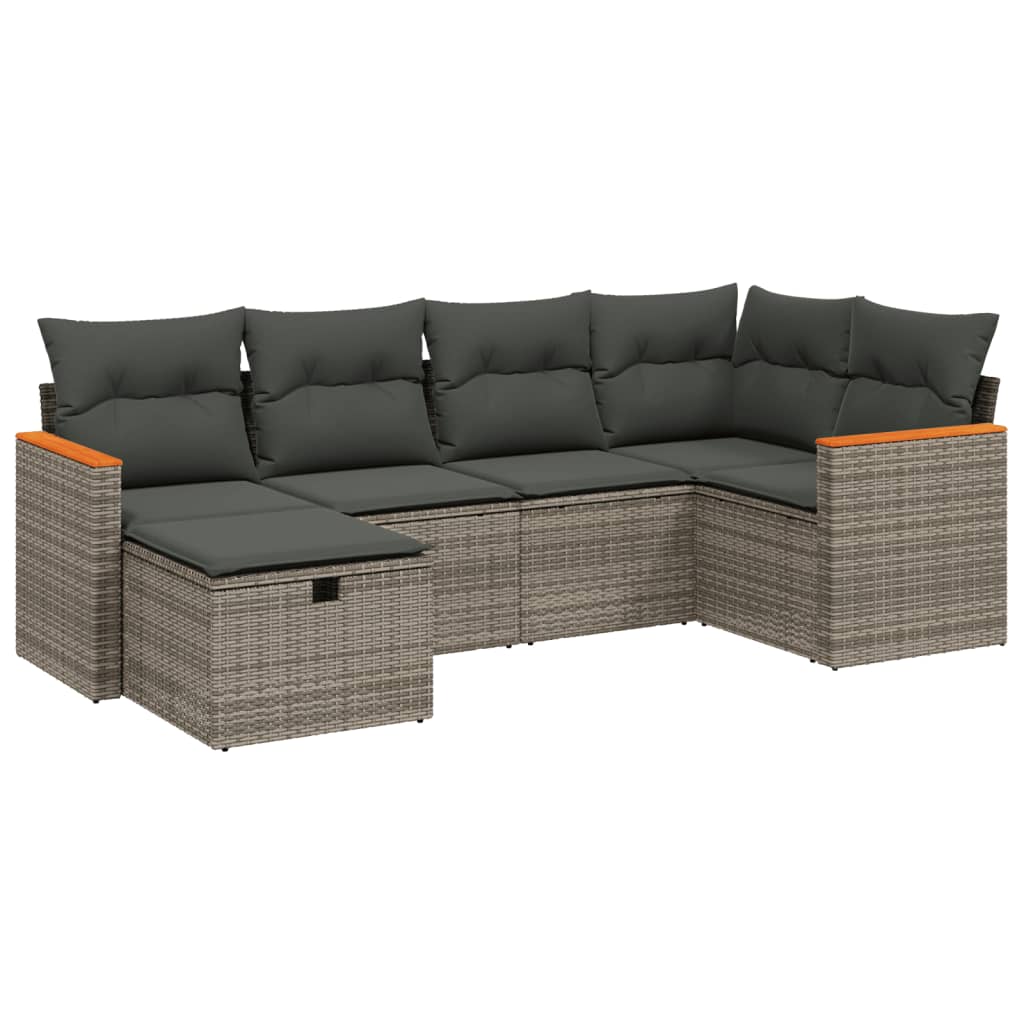6-delige Loungeset met kussens poly rattan grijs is nu te koop bij PeponiXL, paradijselijk wonen!