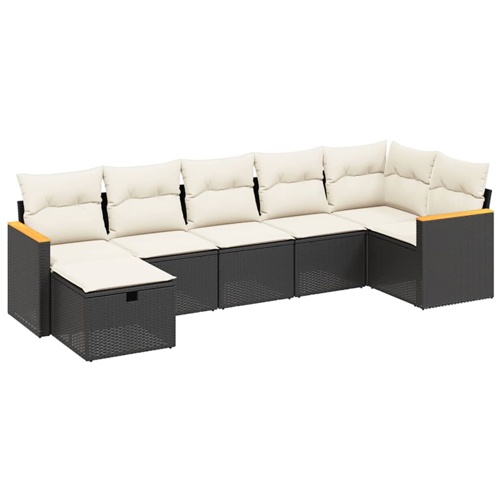 7-delige Loungeset met kussens poly rattan zwart is nu te koop bij PeponiXL, paradijselijk wonen!