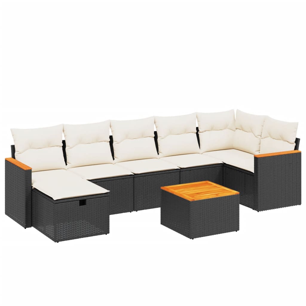 8-delige Loungeset met kussens poly rattan zwart is nu te koop bij PeponiXL, paradijselijk wonen!